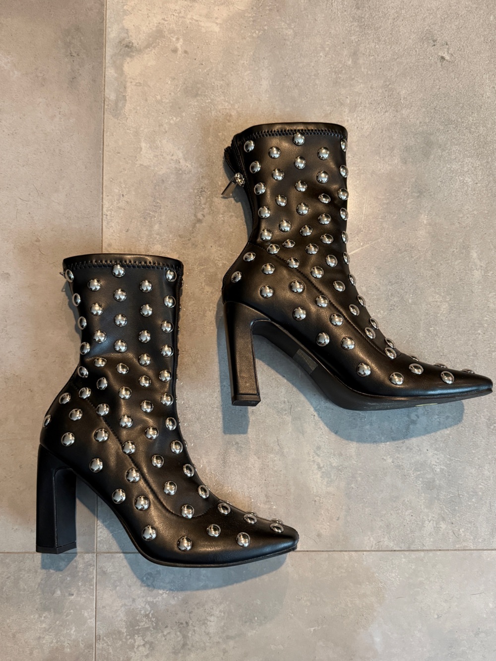 NWOT! Black Studded High Heel Boots | 7